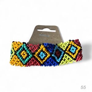 Women’s bohemian Vibrant Multicolor Beaded Bracelet with black accents
